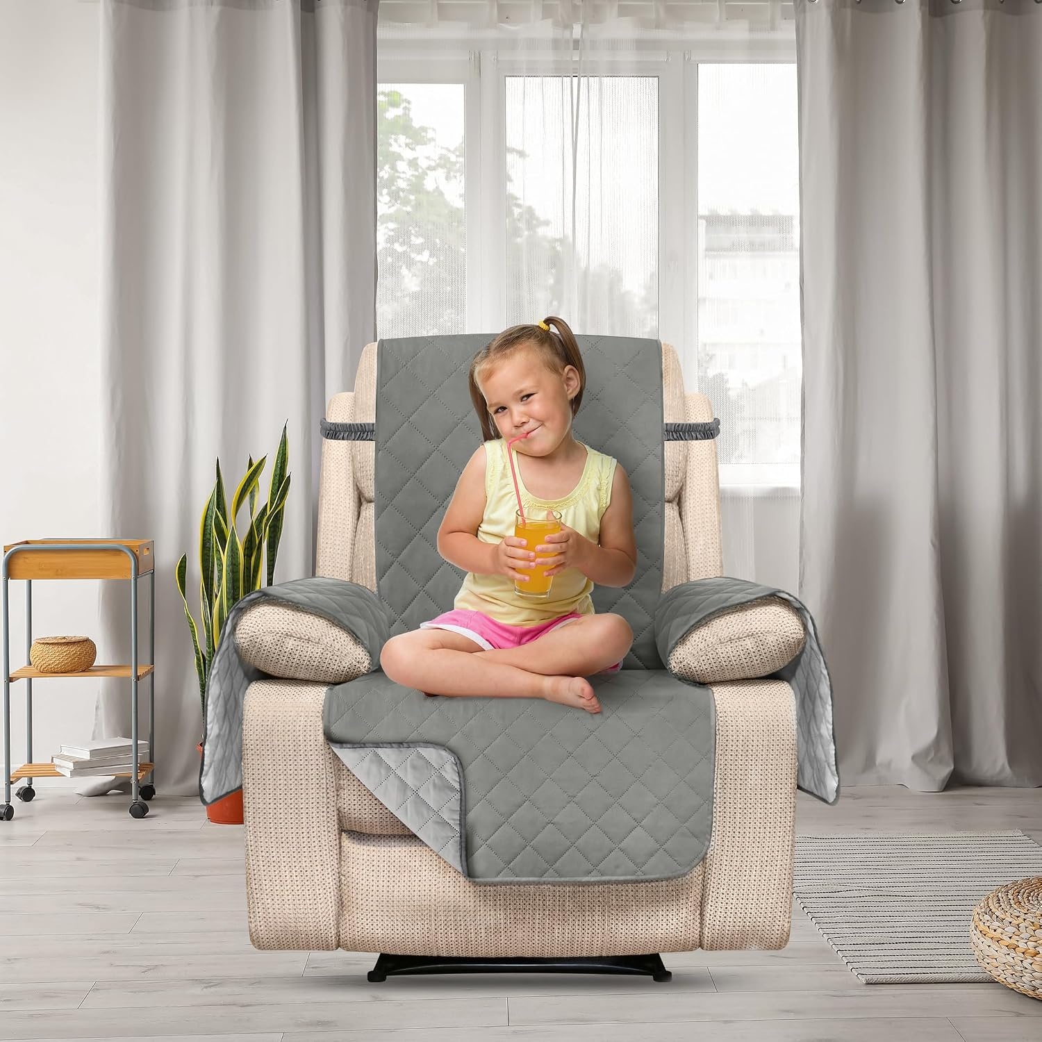 image:imageUtopia Bedding Wasserbweisend Sofa berzug Liegesessel rutschfeste Reversible sofabezug fr heimtiere mit elastischen Gurten Sofaschoner Grau