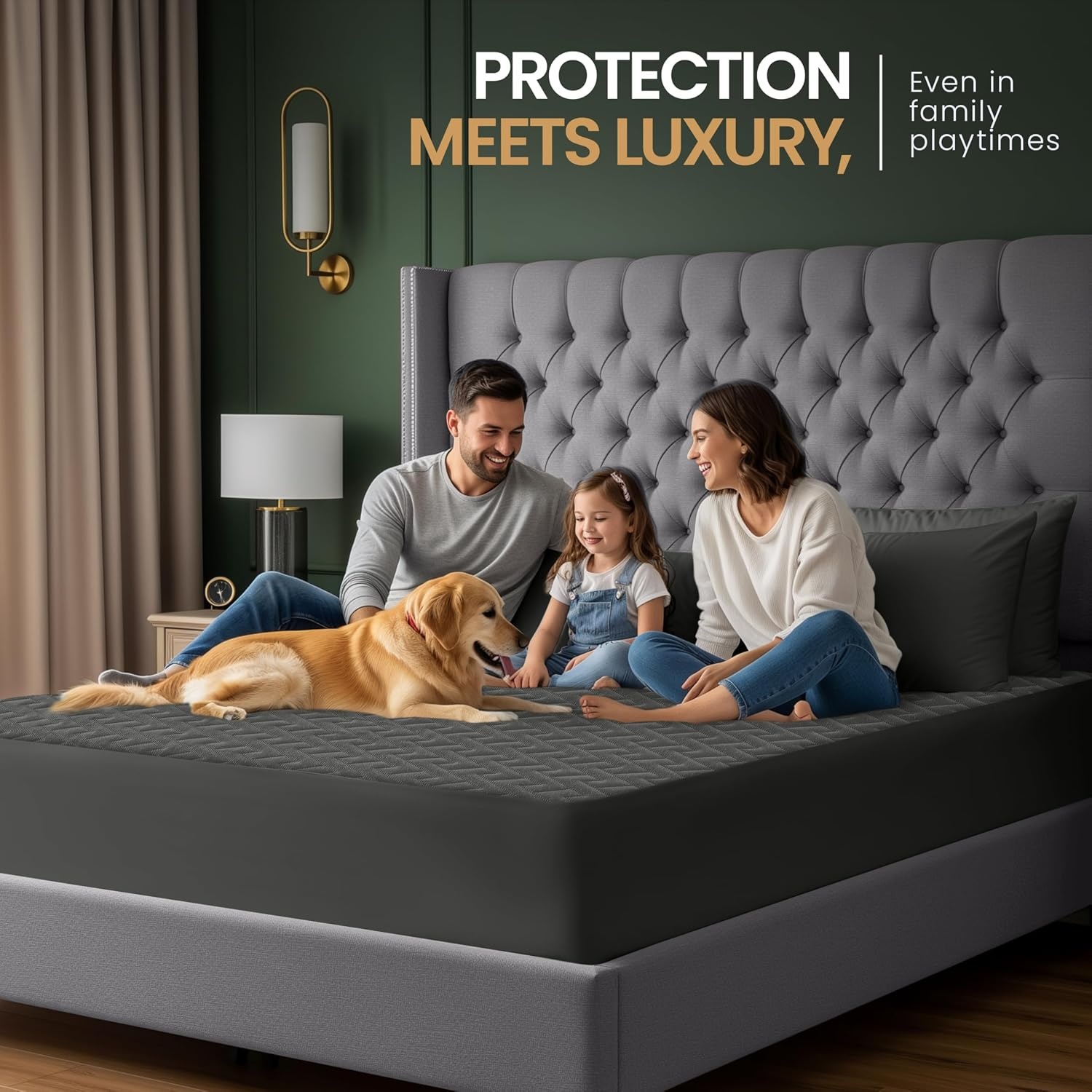 image:imageUtopia Bedding Wasserdichter Matratzenschoner 135 x 190 x 30 cm Hochwertiges ZickzackDesign atmungsaktiver Matratzenschoner aus weichem 3DGewebe passgenauer Schnitt mit tiefen dehnbaren TaschenGrau