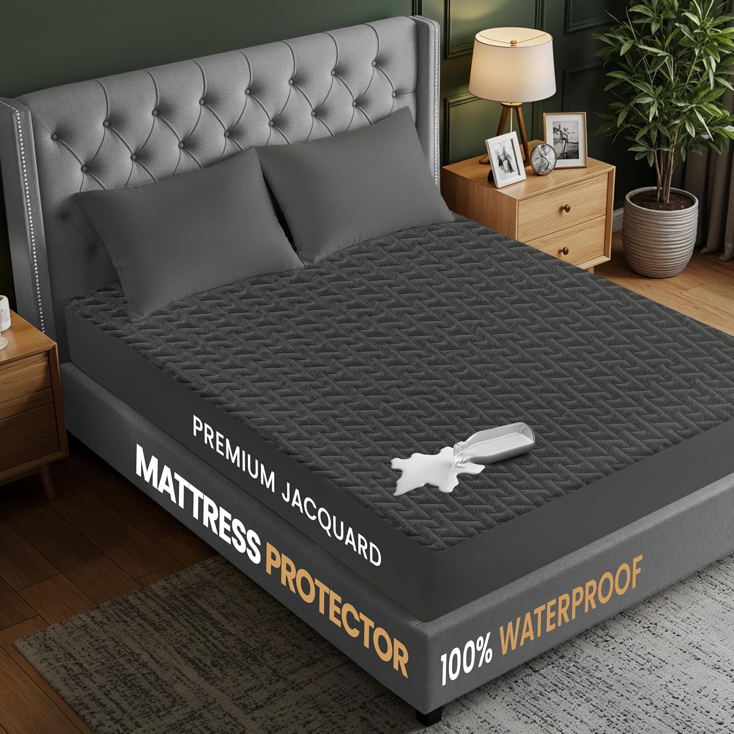 image:imageUtopia Bedding Wasserdichter Matratzenschoner 135 x 190 x 30 cm Hochwertiges ZickzackDesign atmungsaktiver Matratzenschoner aus weichem 3DGewebe passgenauer Schnitt mit tiefen dehnbaren TaschenGrau