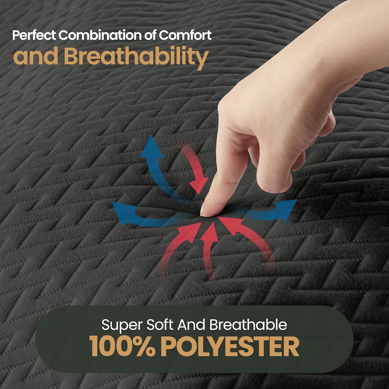image:imageUtopia Bedding Wasserdichter Matratzenschoner 135 x 190 x 30 cm Hochwertiges ZickzackDesign atmungsaktiver Matratzenschoner aus weichem 3DGewebe passgenauer Schnitt mit tiefen dehnbaren TaschenGrau