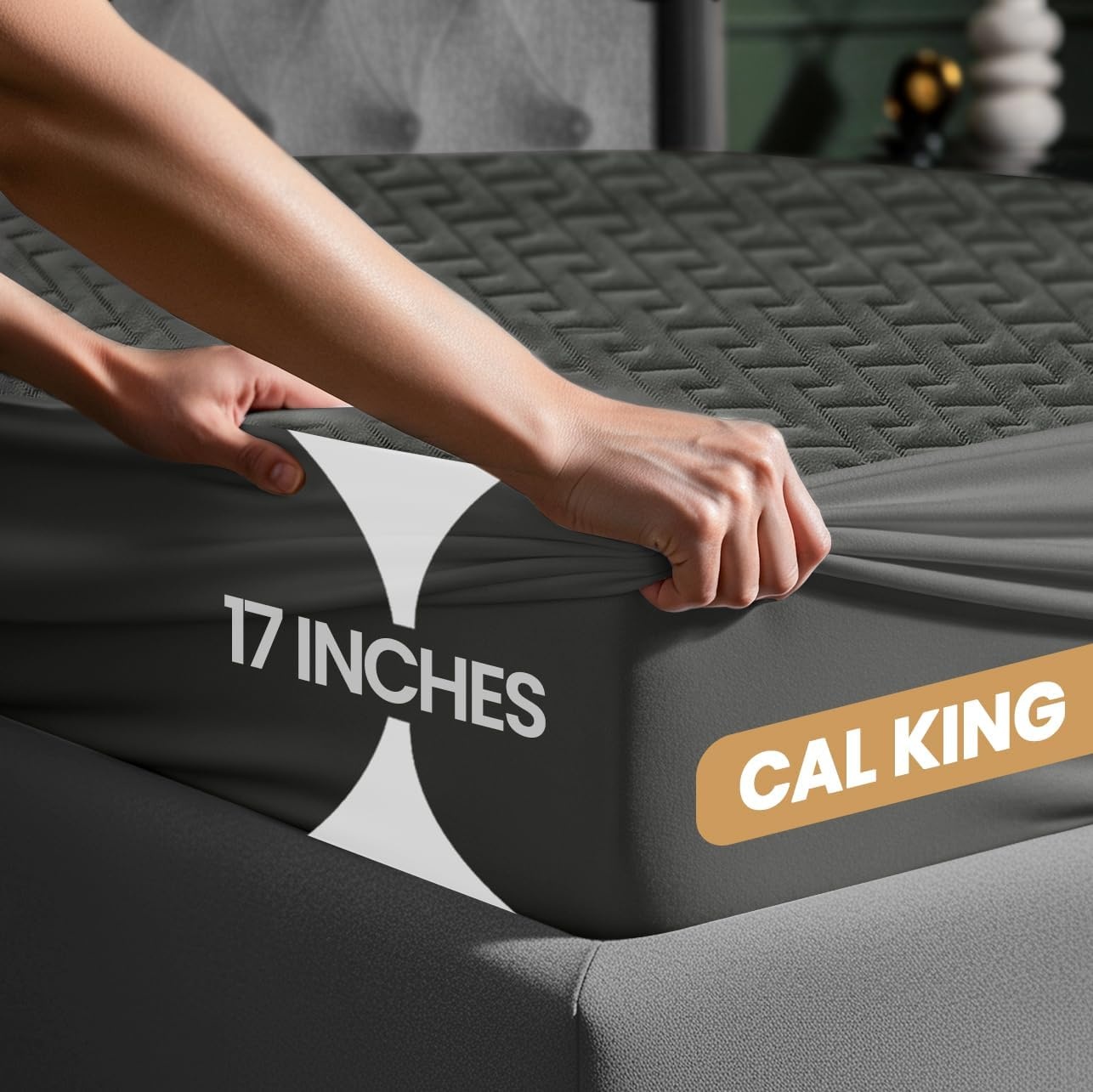 image:imageUtopia Bedding Wasserdichter Matratzenschoner 135 x 190 x 30 cm Hochwertiges ZickzackDesign atmungsaktiver Matratzenschoner aus weichem 3DGewebe passgenauer Schnitt mit tiefen dehnbaren TaschenGrau