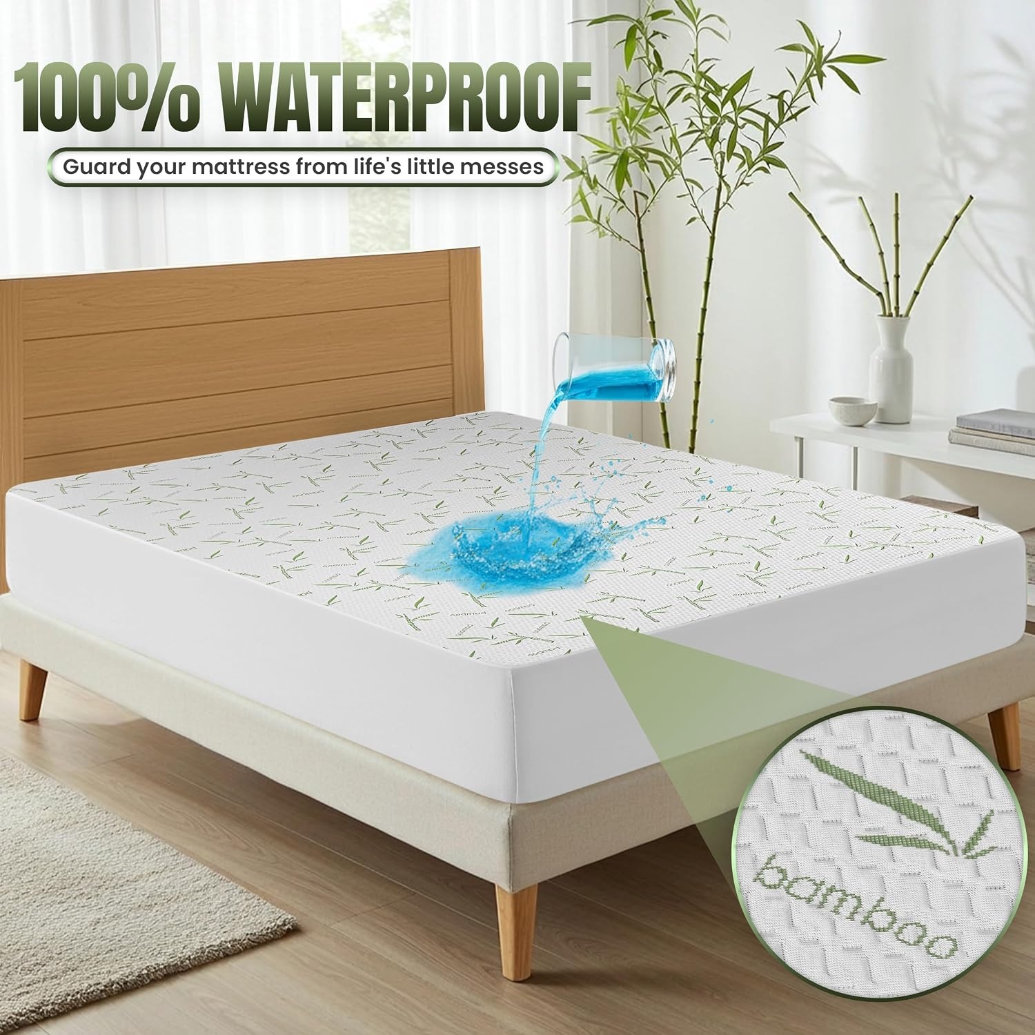 image:imageWasserdicht Viskose Matratzenschoner 200x200x30 cm Viscose MatratzenbezugKing Cal