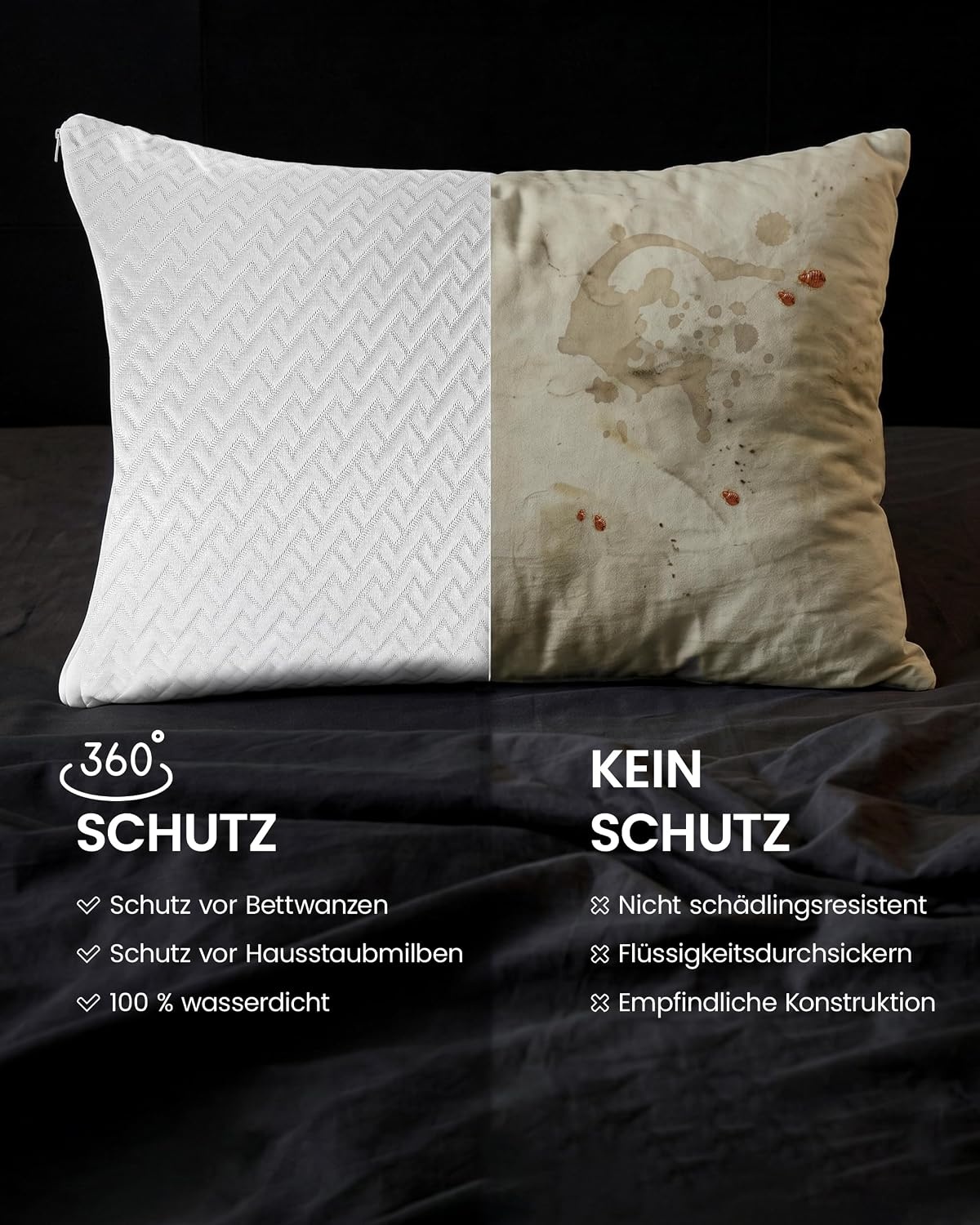 image:imageWasserdichte Kissenschoner mit Reissverschluss 2er Set weiss 50x75 cmWei