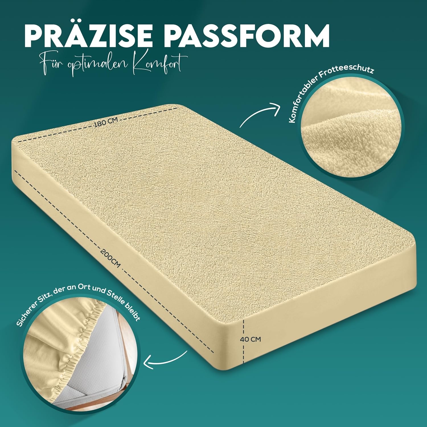 image:imageWasserdichter Matratzenschoner 140x190 cm 30 cm tief matratzenschutzBeige