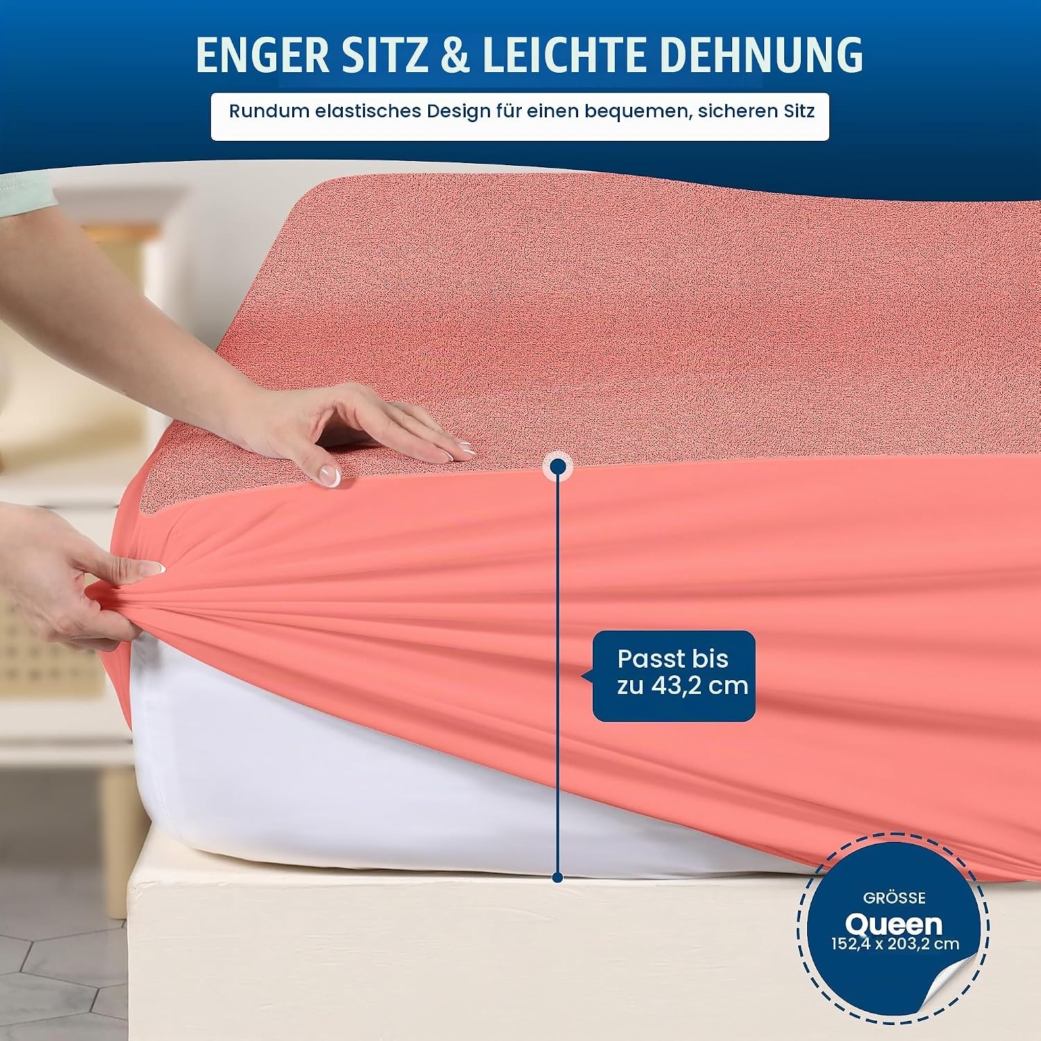 image:imageWasserdichter Matratzenschoner 140x190 cm 30 cm tief matratzenschutzKoralle