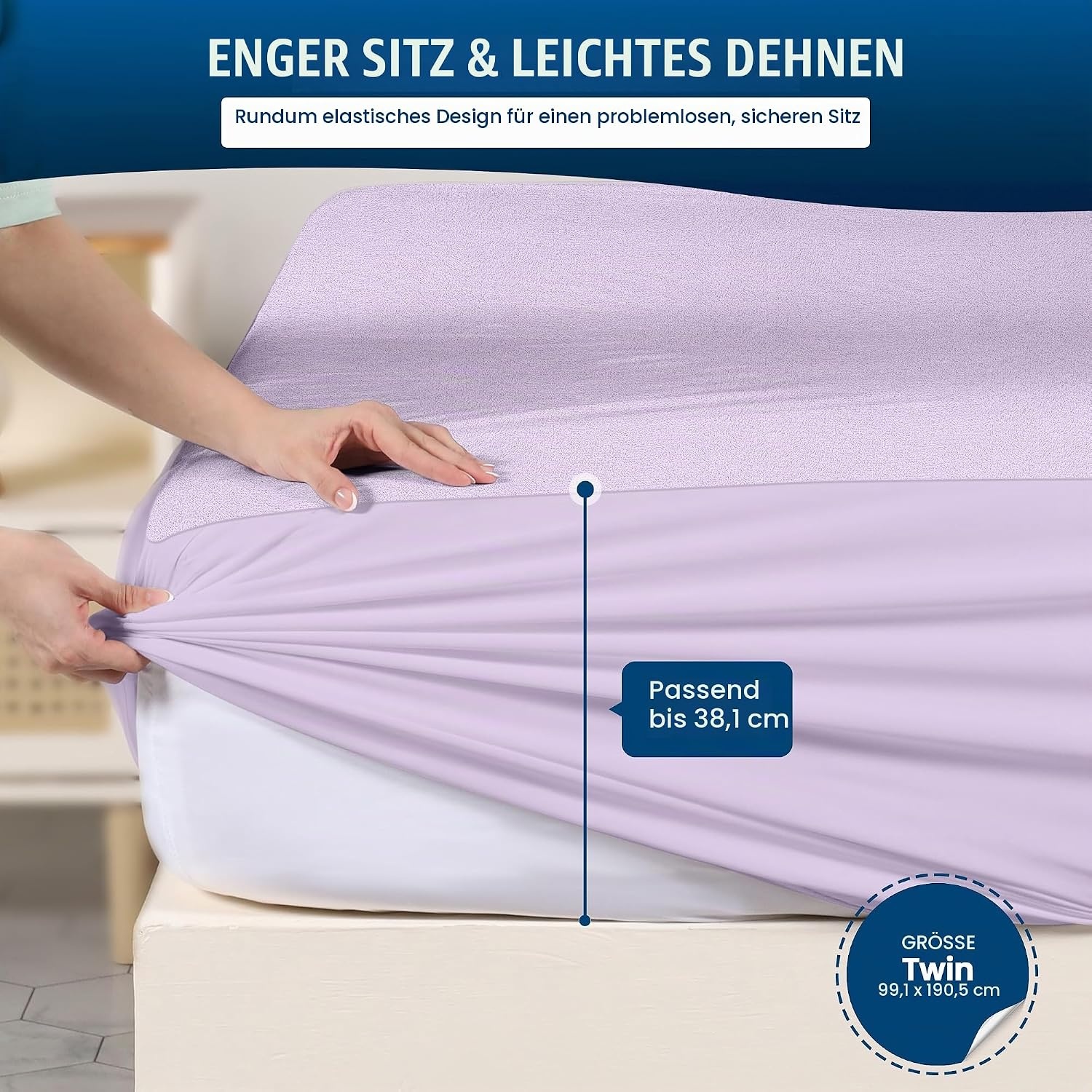 image:imageWasserdichter Matratzenschoner 140x190 cm 30 cm tief matratzenschutzLavendel