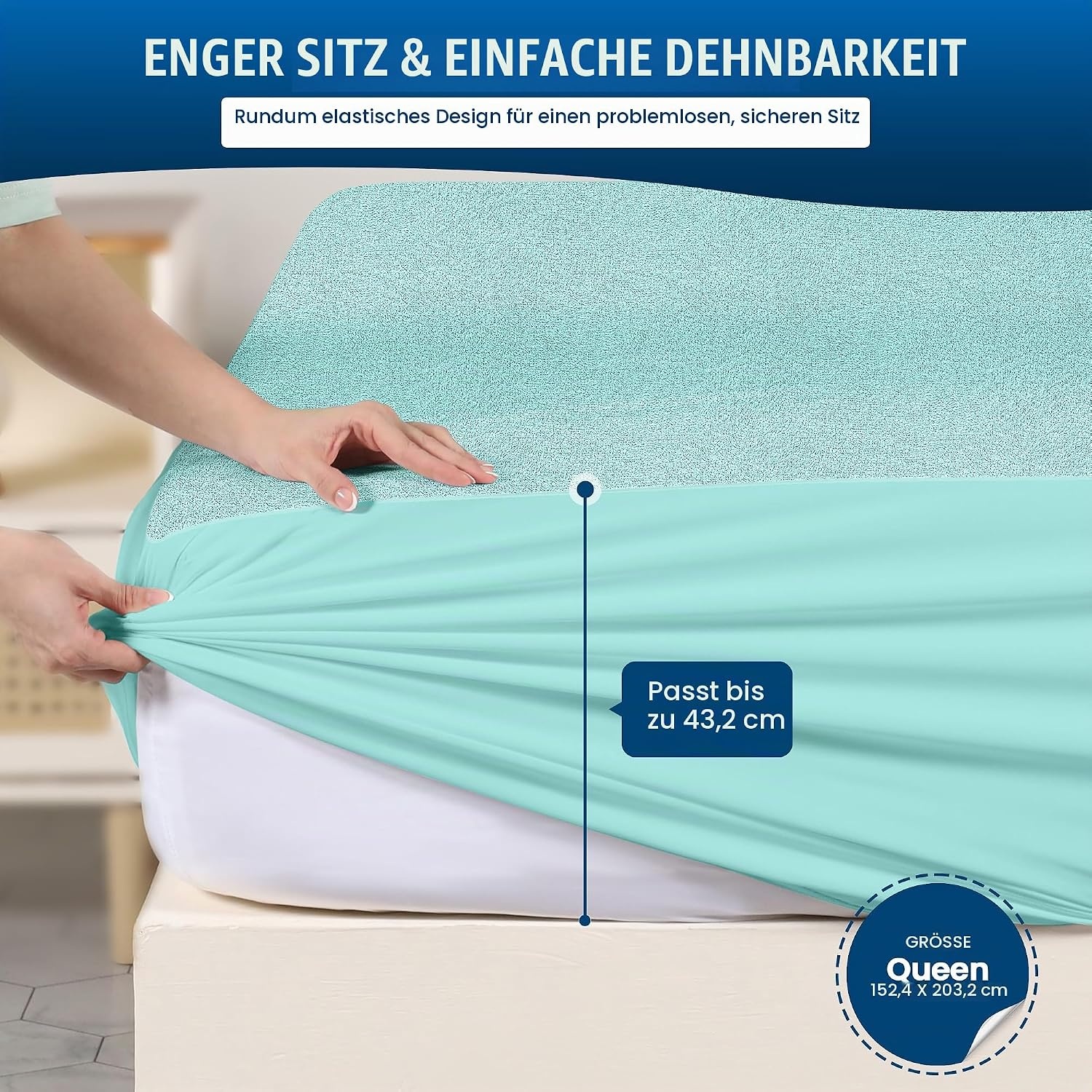 image:imageWasserdichter Matratzenschoner 140x190 cm 30 cm tief matratzenschutzSpa Blau