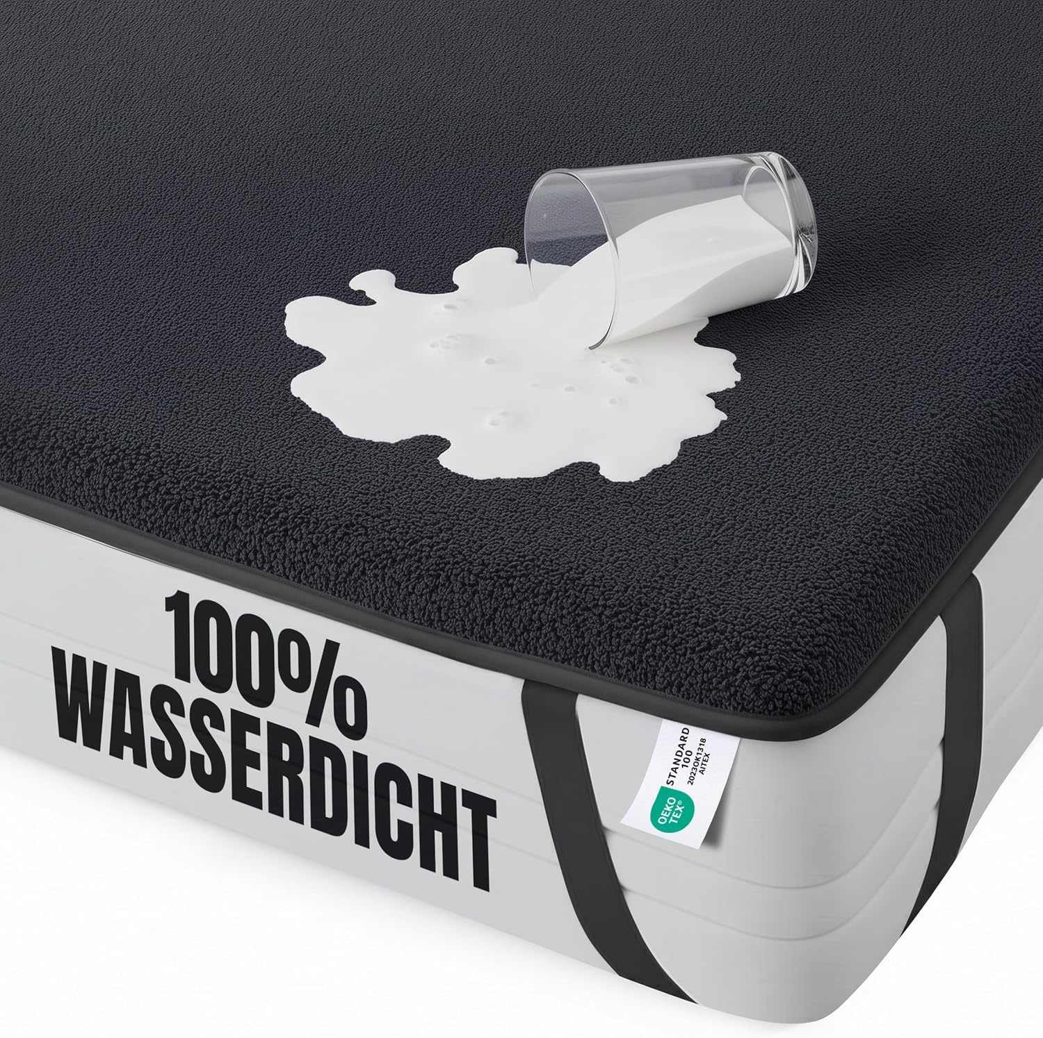 image:imageWasserdichter Matratzenschoner 70x200 cm mit 4 EckbndernGrau