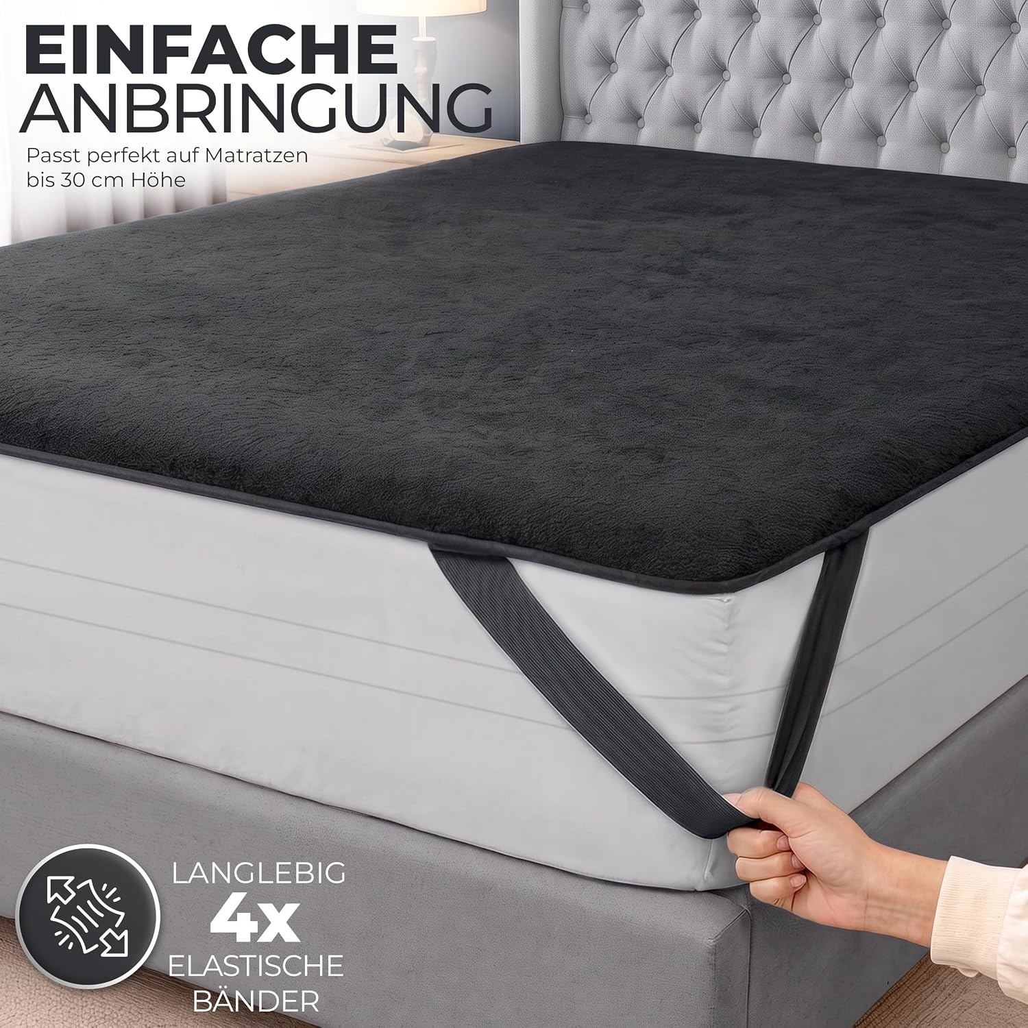 image:imageWasserdichter Matratzenschoner 70x200 cm mit 4 EckbndernGrau