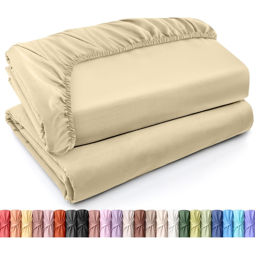image:imageUtopia Bedding 6er Set Spannbettlaken 160 x 200 cm WeiBeige