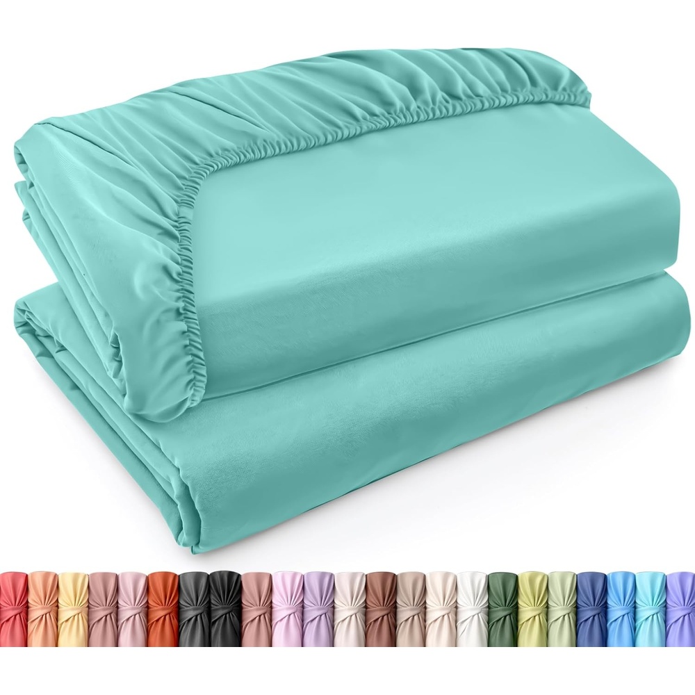 image:imageUtopia Bedding 6er Set Spannbettlaken 160 x 200 cm WeiBlau Spa Blue
