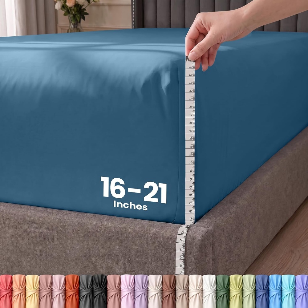 image:imageUtopia Bedding 6er Set Spannbettlaken 160 x 200 cm WeiBlaue Abenddmmerung