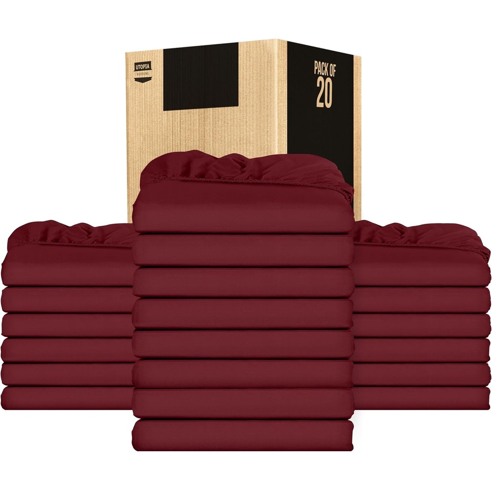 image:imageUtopia Bedding 6er Set Spannbettlaken 160 x 200 cm WeiBurgunder