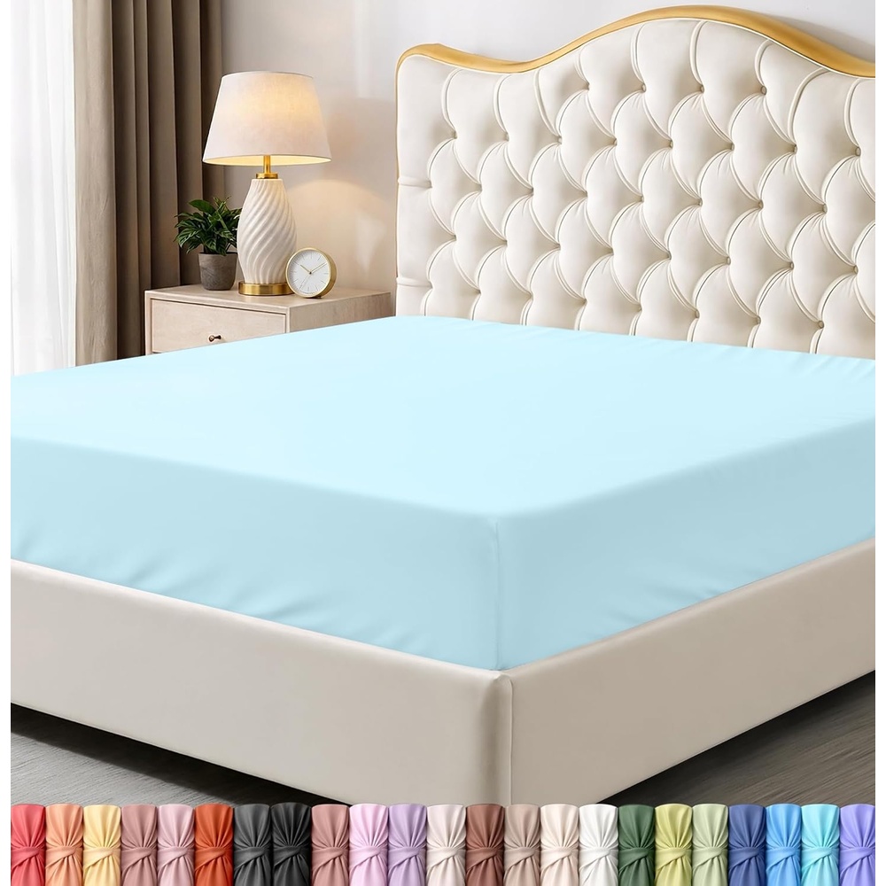image:imageUtopia Bedding 6er Set Spannbettlaken 160 x 200 cm WeiEisblau