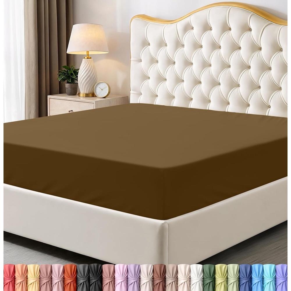 image:imageUtopia Bedding 6er Set Spannbettlaken 160 x 200 cm WeiMokka