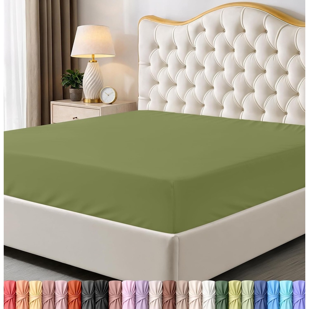 image:imageUtopia Bedding 6er Set Spannbettlaken 160 x 200 cm WeiOlivBlatt fr Mich Leaf It To Me