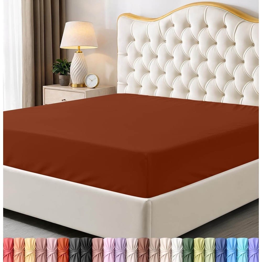 image:imageUtopia Bedding 6er Set Spannbettlaken 160 x 200 cm WeiOrangeAbendrot im Zickzackmuster Sunset Chevron
