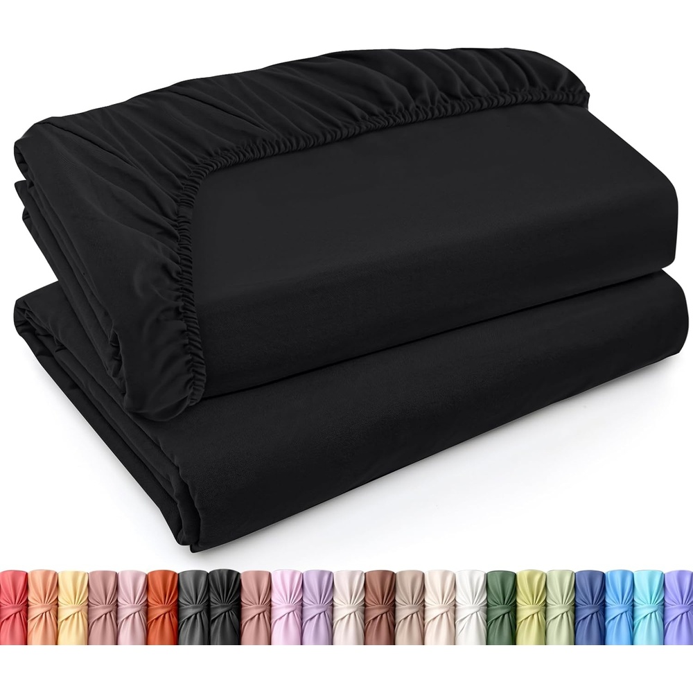 image:imageUtopia Bedding 6er Set Spannbettlaken 160 x 200 cm WeiSchwarz