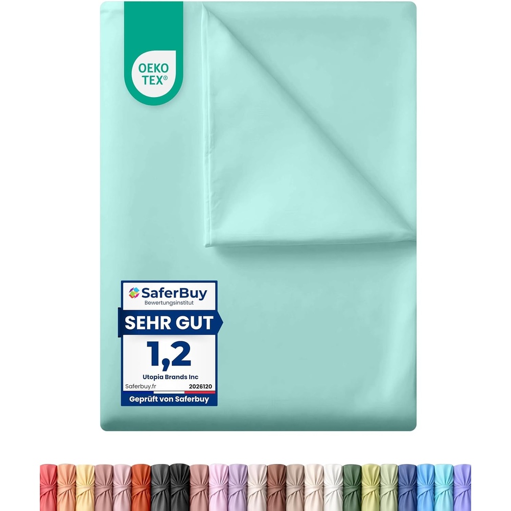 image:imageUtopia Bedding Bettlaken ohne Gummizug 225x255cm GrauSpa Blau