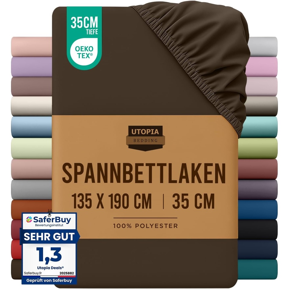 image:imageUtopia Bedding Spannbettlaken 135x190cm Braun