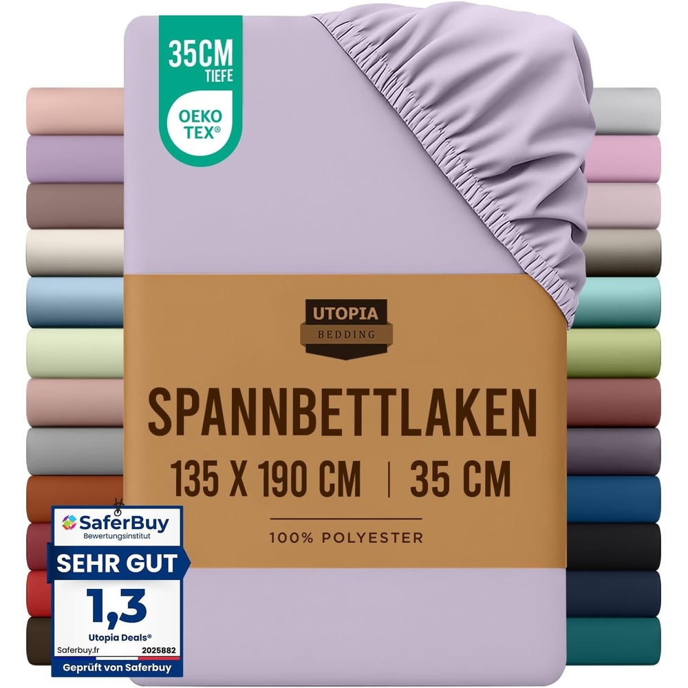 image:imageUtopia Bedding Spannbettlaken 135x190cm Lavendel