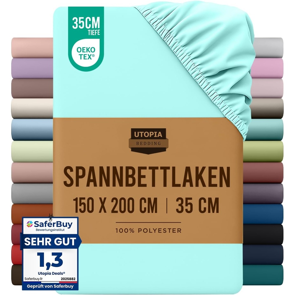 image:imageUtopia Bedding Spannbettlaken 135x190cm LilaSpa Blau