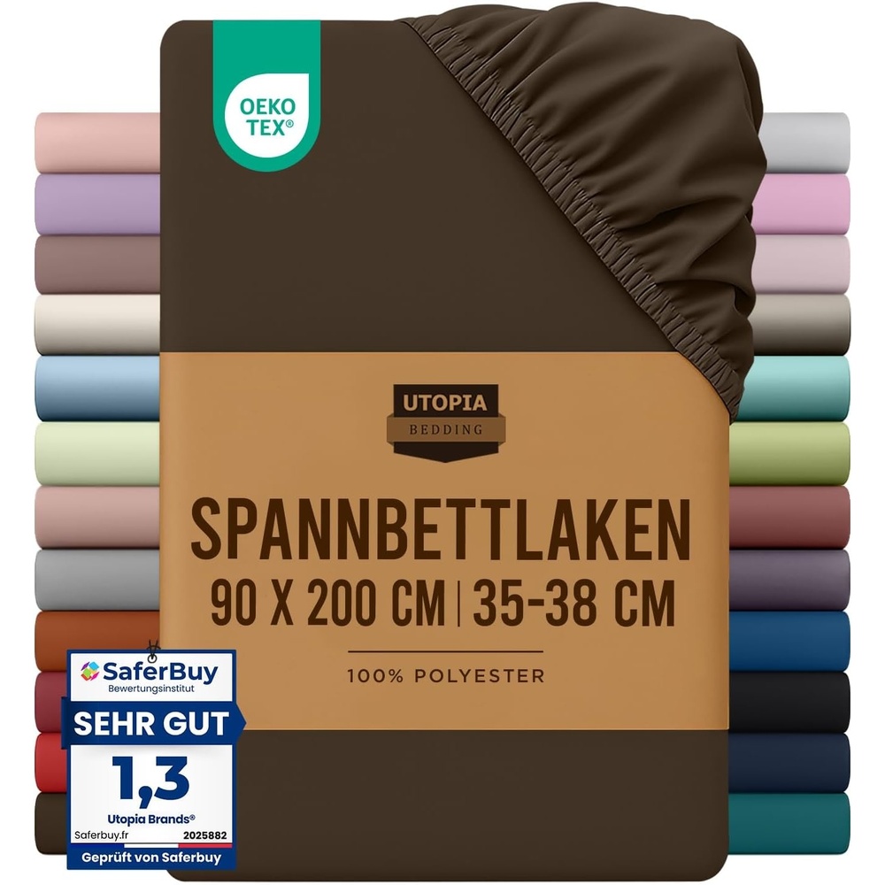 image:imageUtopia Bedding Spannbettlaken 140x200cm BurgunderrotBraun