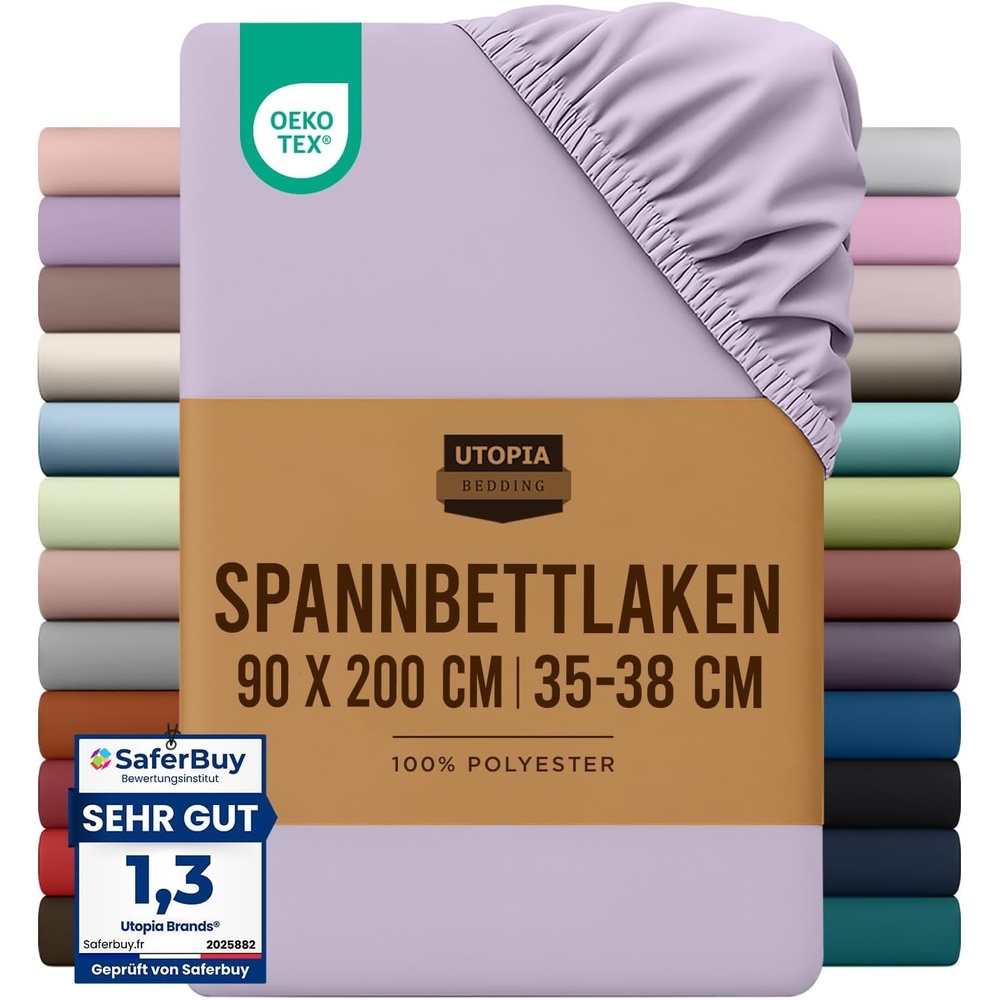 image:imageUtopia Bedding Spannbettlaken 140x200cm BurgunderrotLavendel
