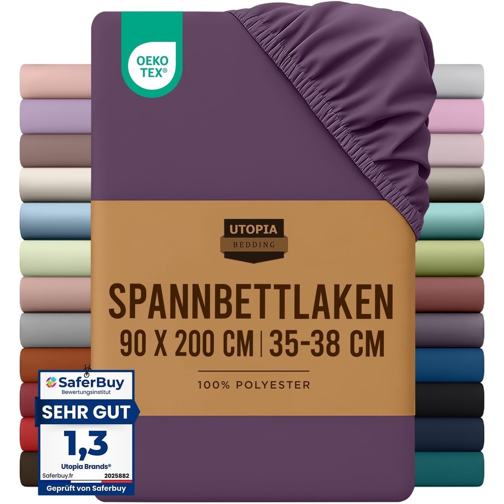 image:imageUtopia Bedding Spannbettlaken 140x200cm BurgunderrotLila