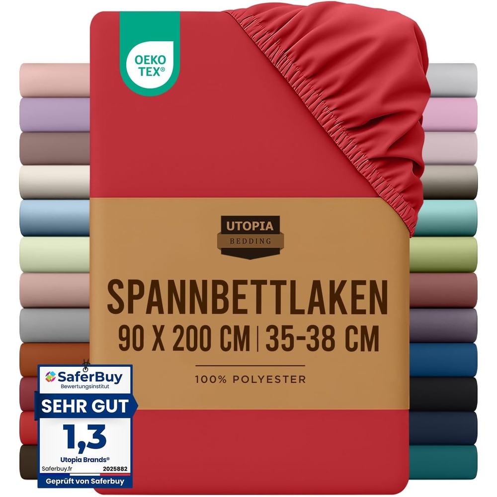 image:imageUtopia Bedding Spannbettlaken 140x200cm BurgunderrotRot