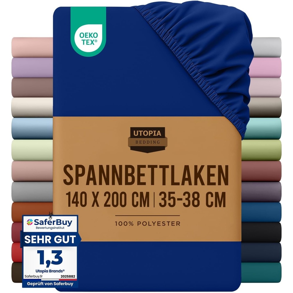 image:imageUtopia Bedding Spannbettlaken 140x200cm BurgunderrotRoyal Blau