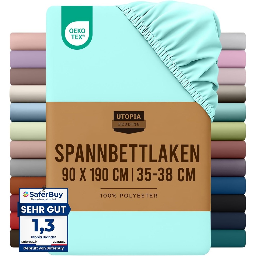 image:imageUtopia Bedding Spannbettlaken 140x200cm BurgunderrotSpa Blau