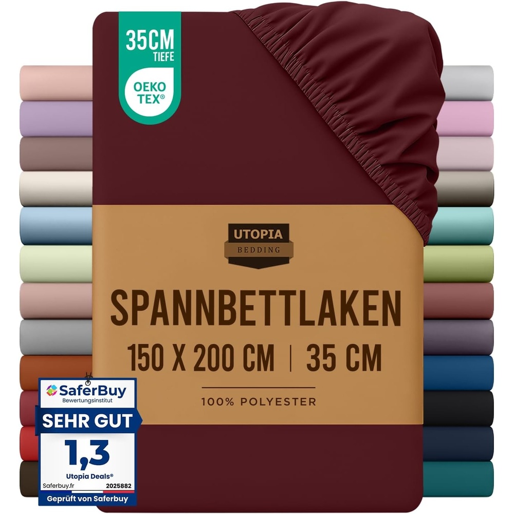 image:imageUtopia Bedding Spannbettlaken 150x200cm Burgunderrot