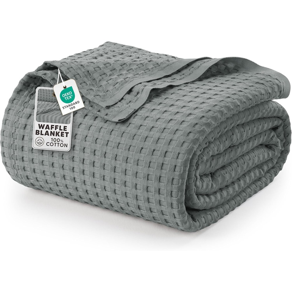 image:imageUtopia Bedding 100 Baumwolle Waffeldecke Kuschedecke 300 GSM Anthrazitgrau 274 x 228 cm weiche leichte atmungsaktive tagesdecke Sofa amp Couch berwurf fr alle JahreszeitenPerlgrau