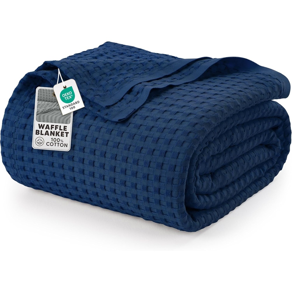 image:imageUtopia Bedding 100 Baumwolle Waffeldecke Kuschedecke 300 GSM Anthrazitgrau 274 x 228 cm weiche leichte atmungsaktive tagesdecke Sofa amp Couch berwurf fr alle JahreszeitenMarineblau