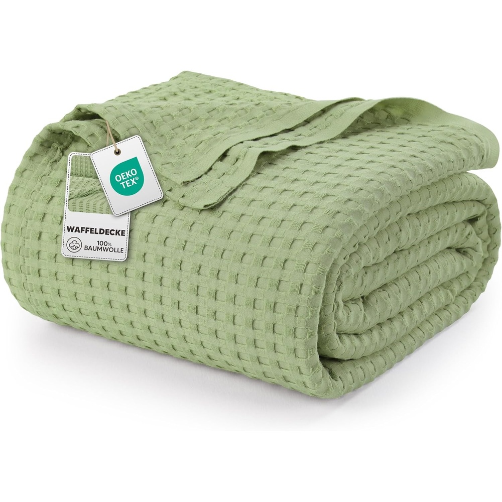 image:imageUtopia Bedding 100 Baumwolle Waffeldecke Kuschedecke 300 GSM Anthrazitgrau 274 x 228 cm weiche leichte atmungsaktive tagesdecke Sofa amp Couch berwurf fr alle JahreszeitenSalbeigrn