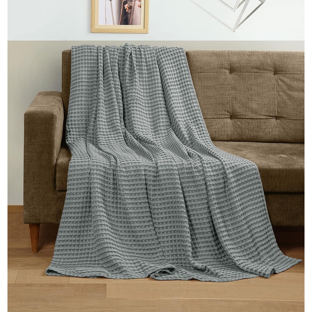 image:imageUtopia Bedding 100 Baumwolle Waffeldecke Kuschedecke 300 GSM Anthrazitgrau 274 x 228 cm weiche leichte atmungsaktive tagesdecke Sofa amp Couch berwurf fr alle JahreszeitenKhles Grau