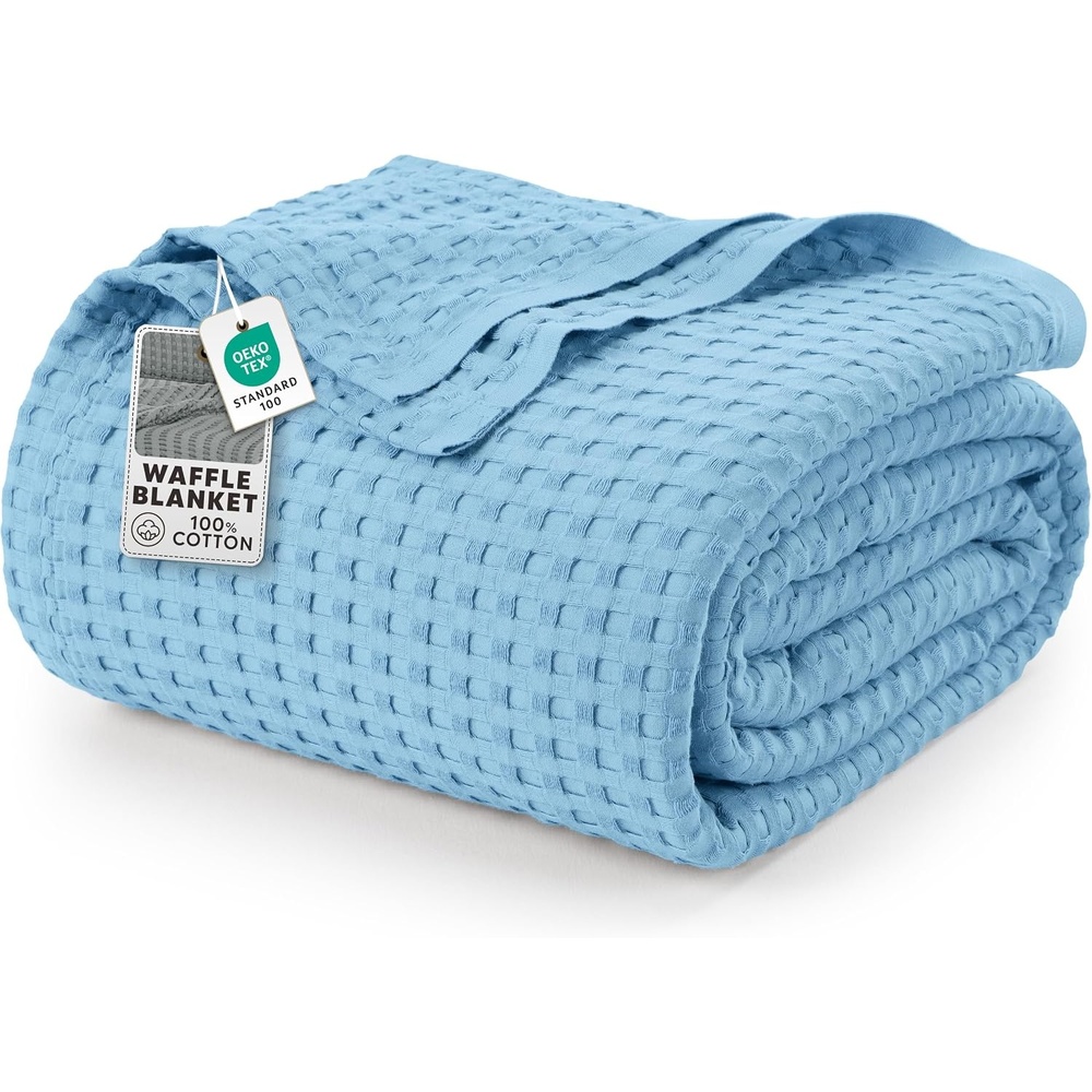image:imageUtopia Bedding 100 Baumwolle Waffeldecke Kuschedecke 300 GSM Anthrazitgrau 274 x 228 cm weiche leichte atmungsaktive tagesdecke Sofa amp Couch berwurf fr alle JahreszeitenHimmelblau