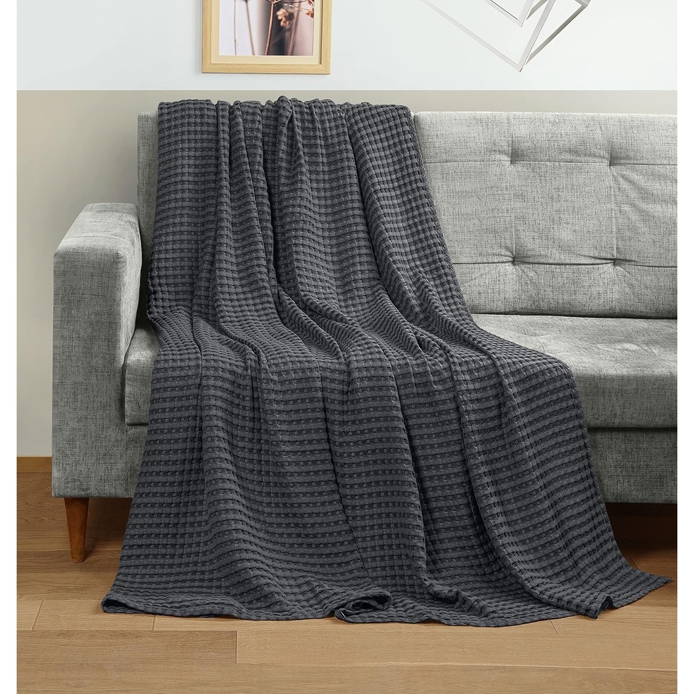 image:imageUtopia Bedding 100 Baumwolle Waffeldecke Kuschedecke 300 GSM Anthrazitgrau 274 x 228 cm weiche leichte atmungsaktive tagesdecke Sofa amp Couch berwurf fr alle JahreszeitenAnthrazitgrau