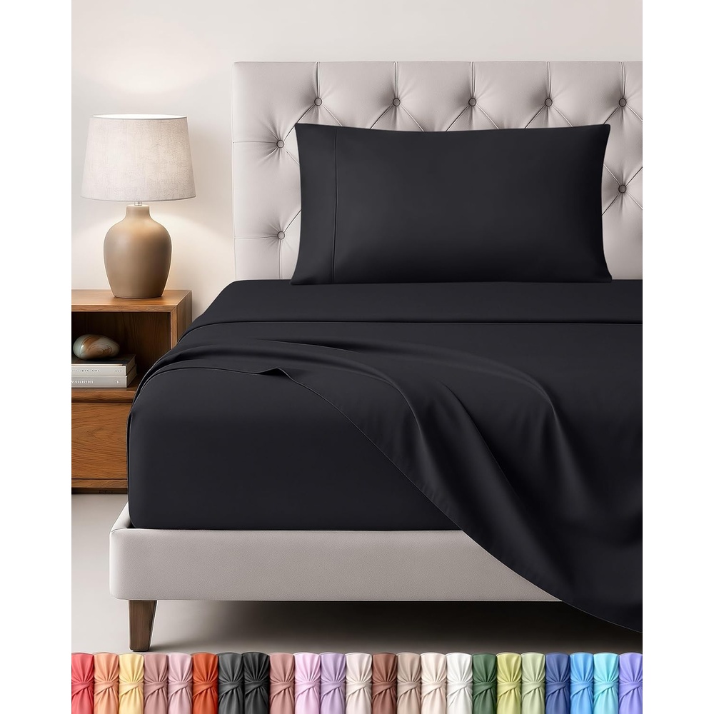 image:imageUtopia Bedding 4 Teilige Bettlaken Set 135x190cm Niederlndisches BlauSchwarz