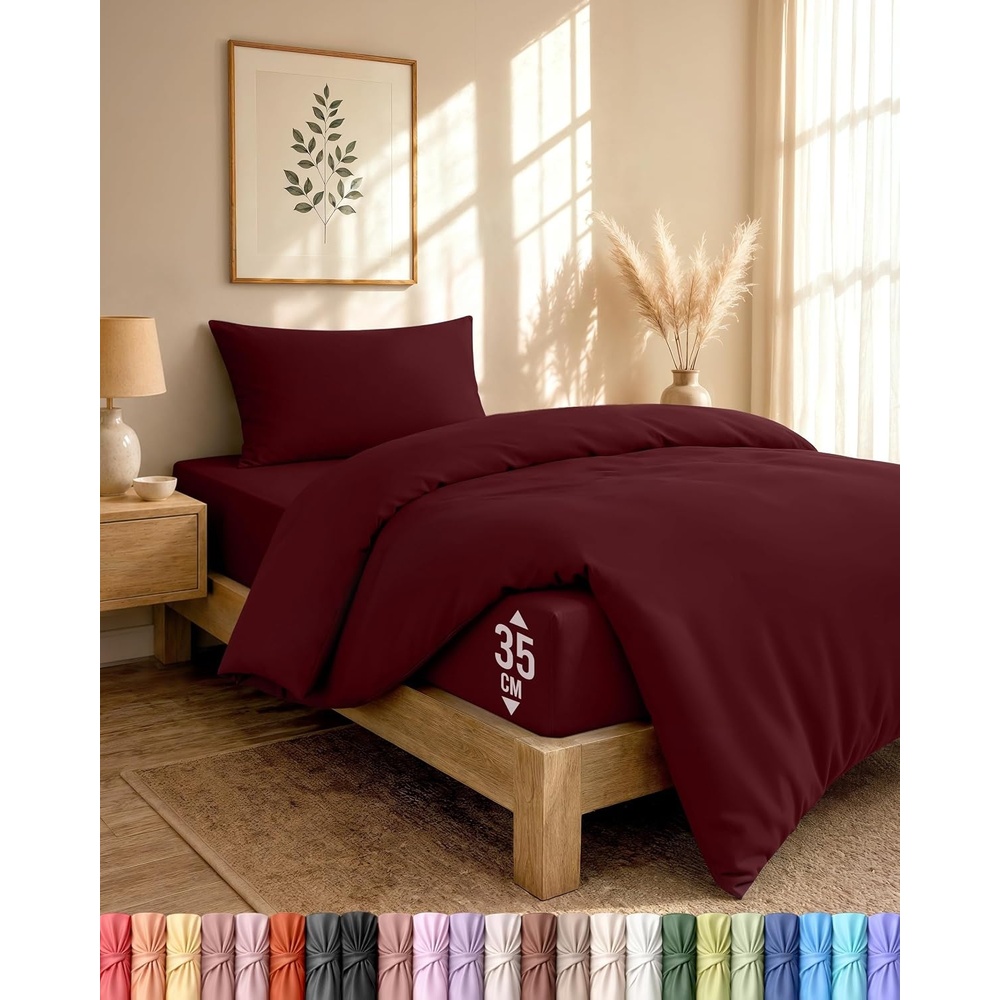image:imageUtopia Bedding 4teilig Bettwschesets BeigeBordeaux