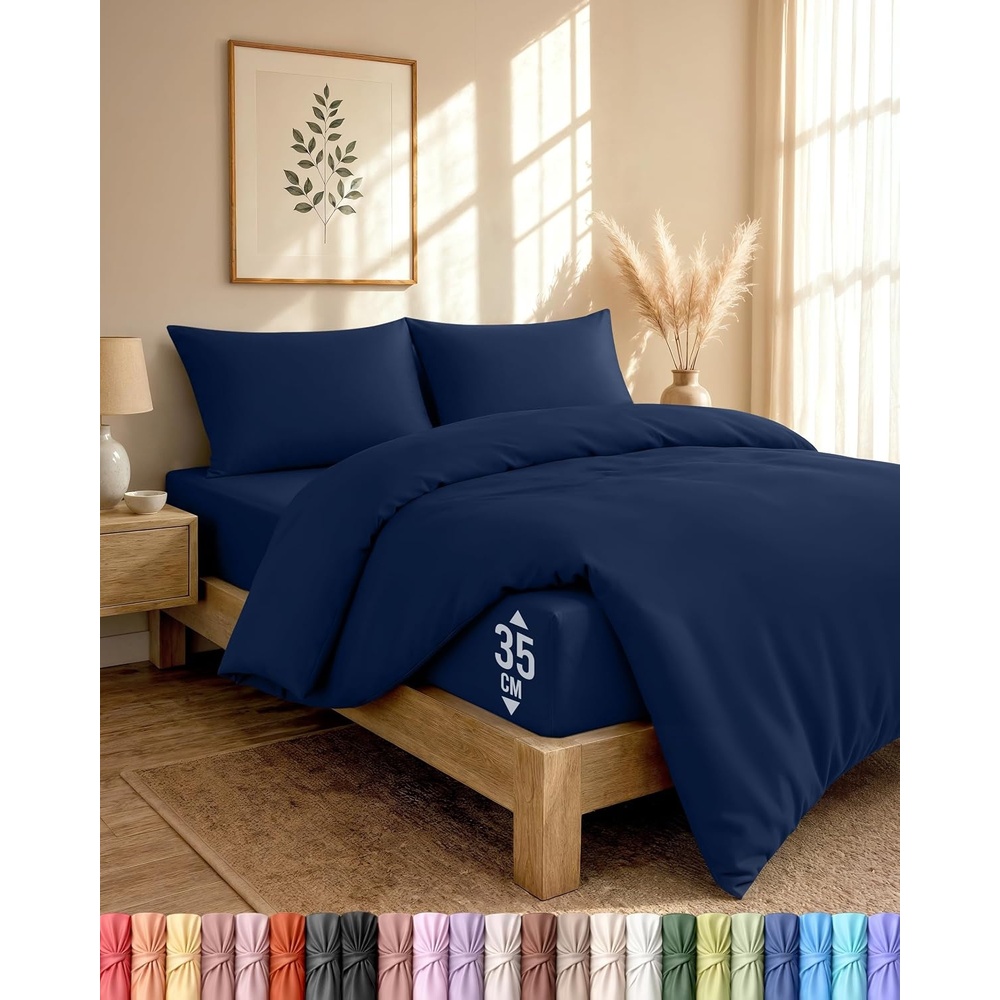 image:imageUtopia Bedding 4teilig Bettwschesets BeigeMarine Blau