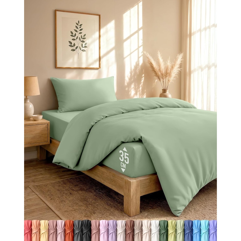 image:imageUtopia Bedding 4teilig Bettwschesets BeigeSalbeigrn