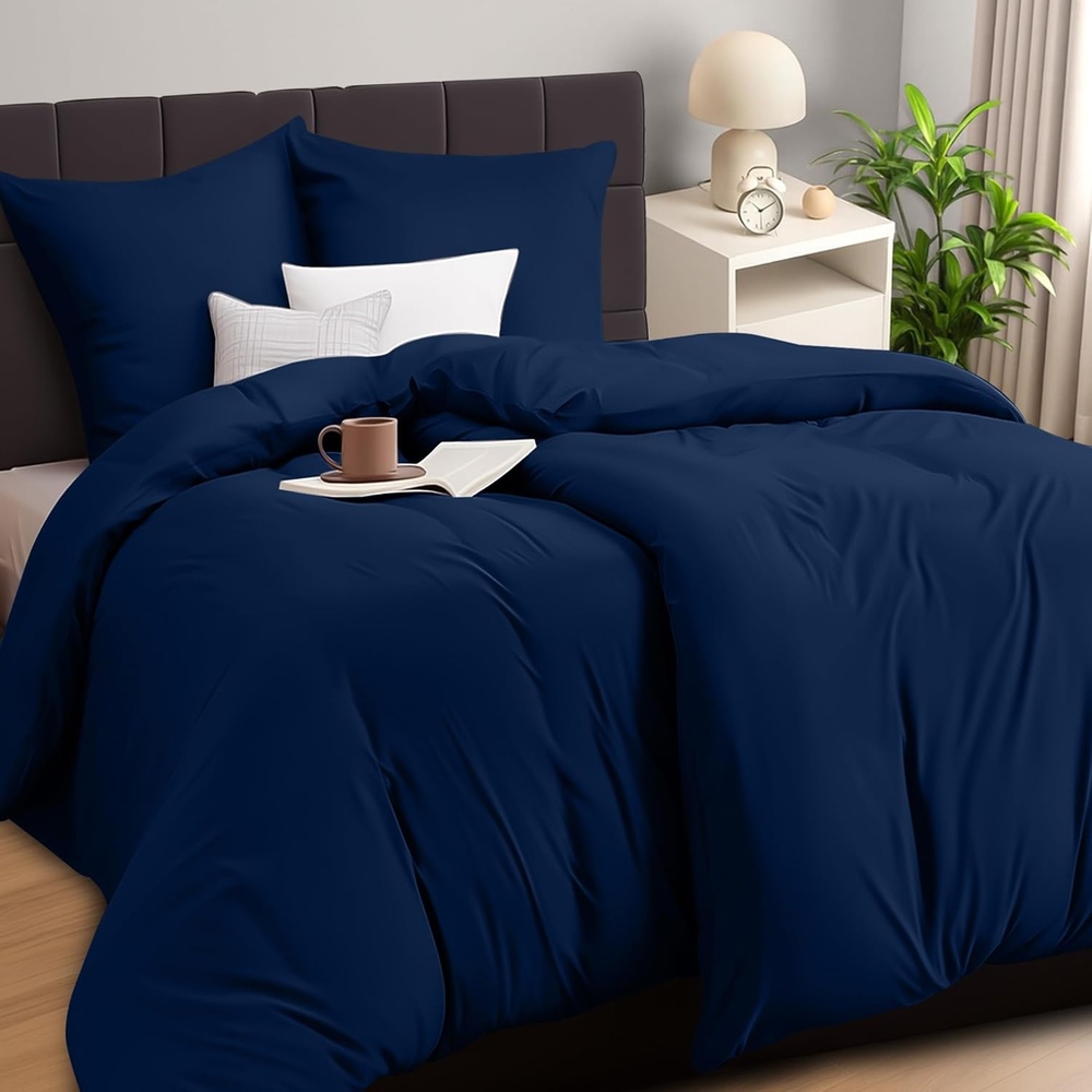 image:imageUtopia Bedding Bettwsche 135x200 cm 1 Kissenbezug 80x80 cm BlaugrnMarineblau