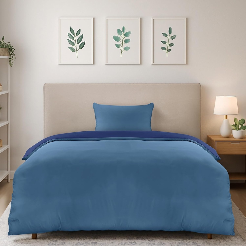 image:imageUtopia Bedding Bettwsche 135x200 cm 1 Kissenbezug 80x80 cm BlaugrnMarineblauHellblau