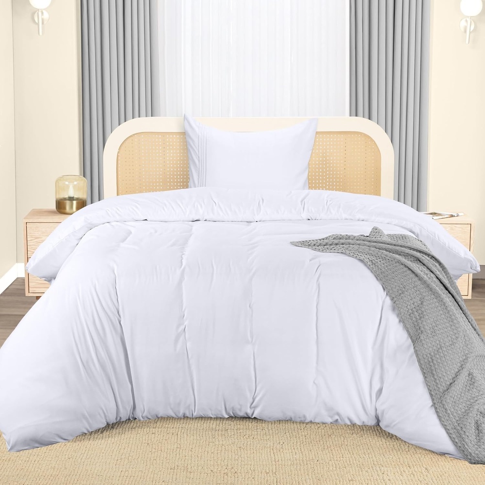 image:imageUtopia Bedding Bettwsche 220x240 Set Mikrofaser Bettbezug 240x220 cm 2 Bestickte Kissenbezge 65x65 cm SchwarzWei