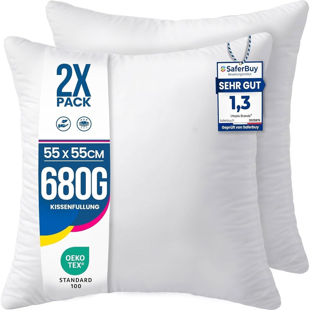 image:imageUtopia Bedding Kissenfllung 80x80 2er Set Innenkissen Kissen Sofakissen55x55 cm 2er Set