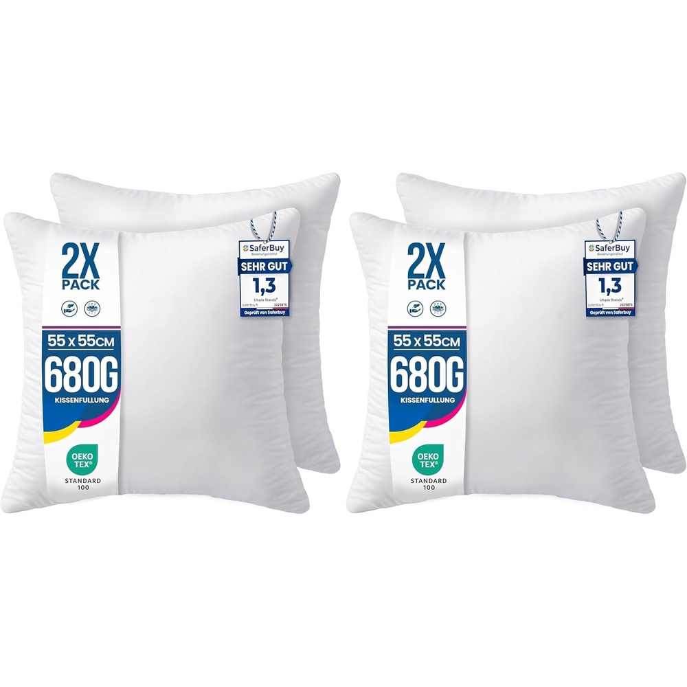 image:imageUtopia Bedding Kissenfllung 80x80 2er Set Innenkissen Kissen Sofakissen55x55 cm 2er Set Packung mit 2