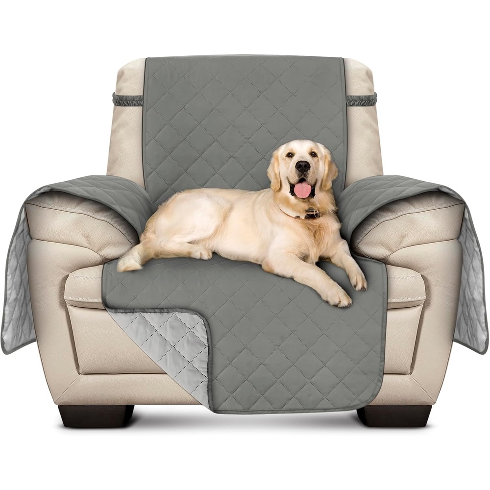 image:imageUtopia Bedding Wasserbweisend Sofa berzug 1 Sitzer rutschfeste Reversible sofabezug fr heimtiere mit elastischen Gurten Sofaschoner Grau