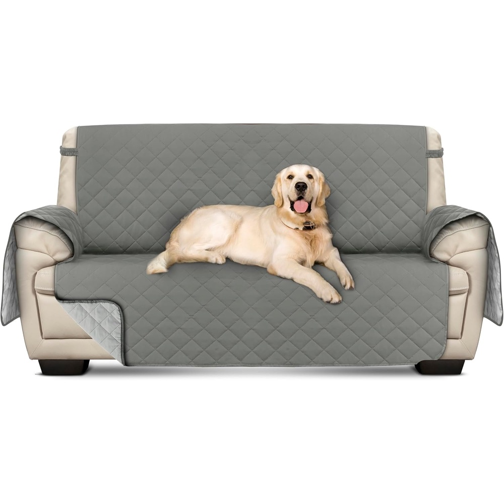 image:imageUtopia Bedding Wasserbweisend Sofa berzug 2 Sitzer rutschfeste Reversible sofabezug fr heimtiere mit elastischen Gurten Sofaschoner Grau
